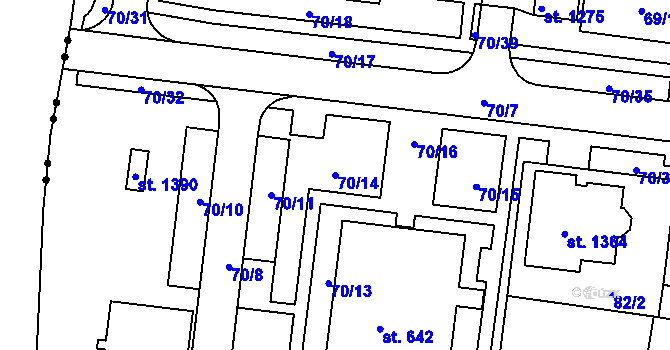 Parcela st. 70/14 v KÚ Nětčice u Kyjova, Katastrální mapa