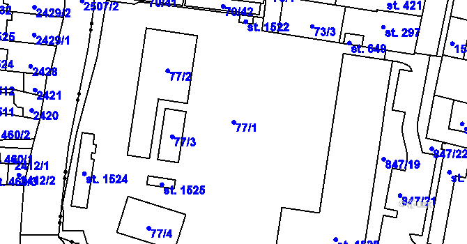 Parcela st. 77/1 v KÚ Nětčice u Kyjova, Katastrální mapa