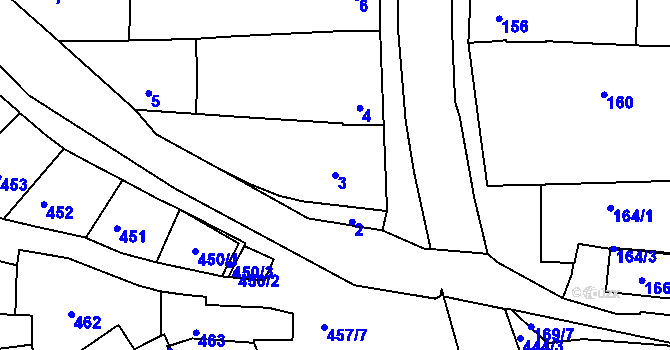 Parcela st. 3 v KÚ Boršov u Kyjova, Katastrální mapa