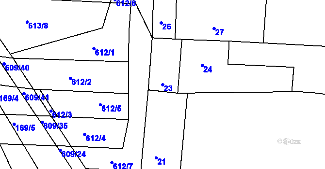 Parcela st. 23 v KÚ Boršov u Kyjova, Katastrální mapa