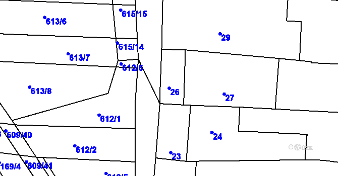 Parcela st. 26 v KÚ Boršov u Kyjova, Katastrální mapa