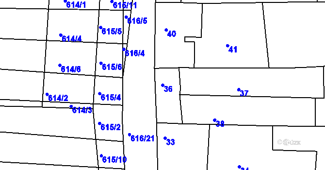 Parcela st. 36 v KÚ Boršov u Kyjova, Katastrální mapa