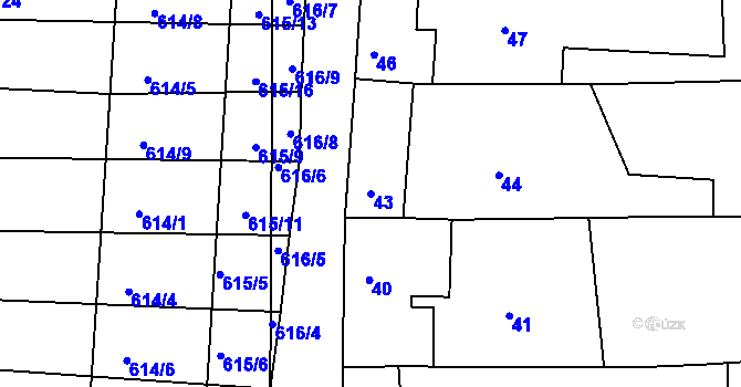 Parcela st. 43 v KÚ Boršov u Kyjova, Katastrální mapa