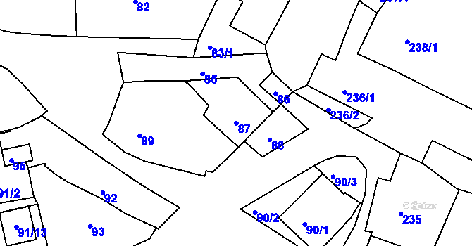 Parcela st. 87 v KÚ Boršov u Kyjova, Katastrální mapa