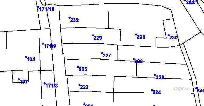 Parcela st. 227 v KÚ Boršov u Kyjova, Katastrální mapa