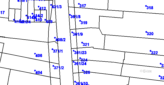 Parcela st. 321 v KÚ Boršov u Kyjova, Katastrální mapa