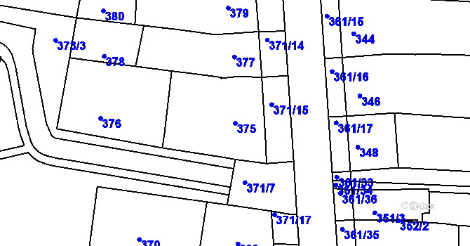 Parcela st. 375 v KÚ Boršov u Kyjova, Katastrální mapa