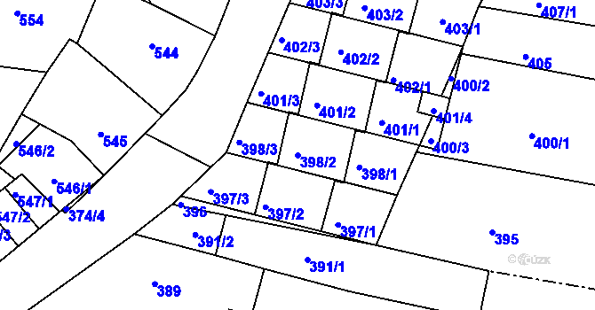 Parcela st. 398/2 v KÚ Boršov u Kyjova, Katastrální mapa