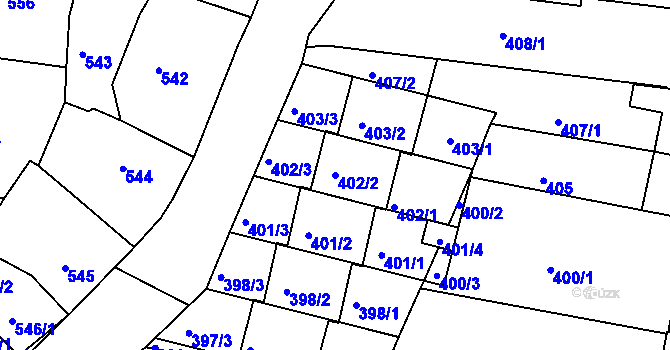 Parcela st. 402/2 v KÚ Boršov u Kyjova, Katastrální mapa