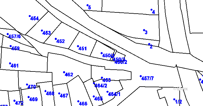 Parcela st. 450/1 v KÚ Boršov u Kyjova, Katastrální mapa
