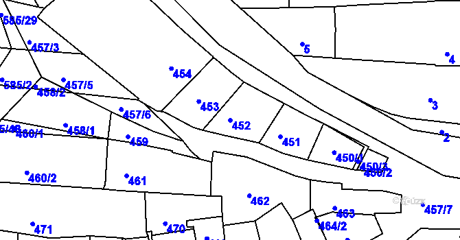 Parcela st. 452 v KÚ Boršov u Kyjova, Katastrální mapa