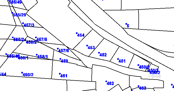 Parcela st. 453 v KÚ Boršov u Kyjova, Katastrální mapa