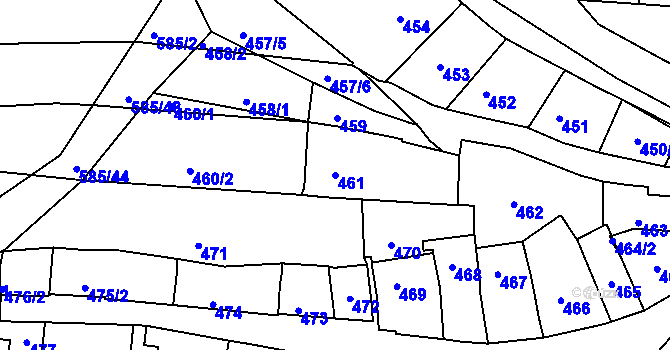 Parcela st. 461 v KÚ Boršov u Kyjova, Katastrální mapa