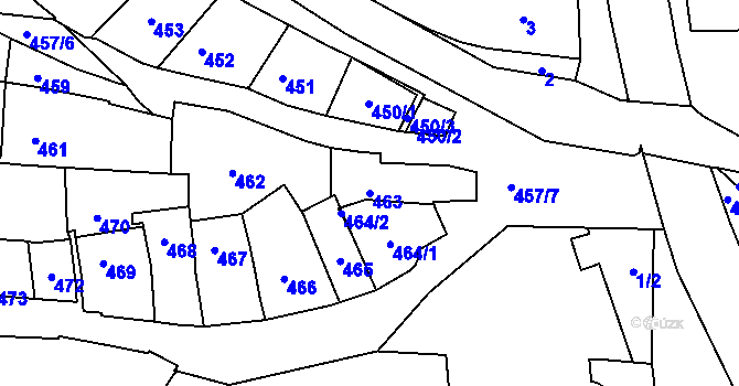 Parcela st. 463 v KÚ Boršov u Kyjova, Katastrální mapa