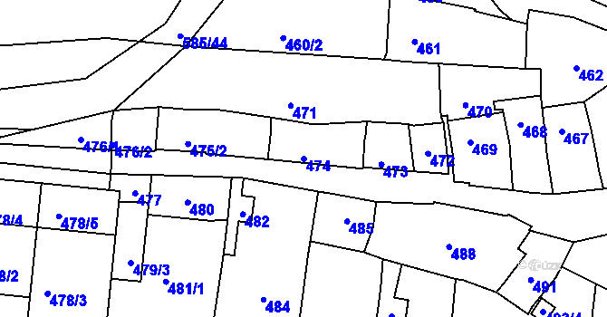 Parcela st. 474 v KÚ Boršov u Kyjova, Katastrální mapa