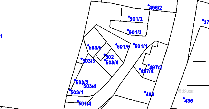 Parcela st. 502 v KÚ Boršov u Kyjova, Katastrální mapa