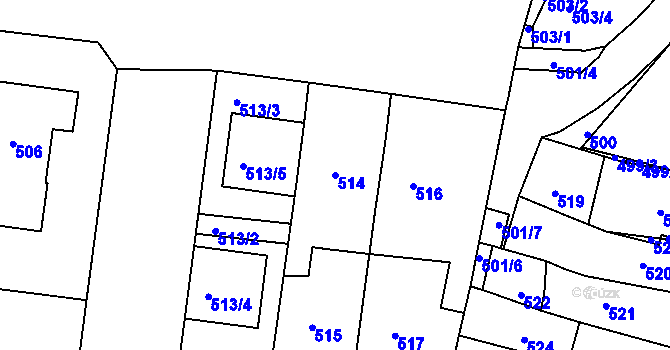 Parcela st. 514 v KÚ Boršov u Kyjova, Katastrální mapa