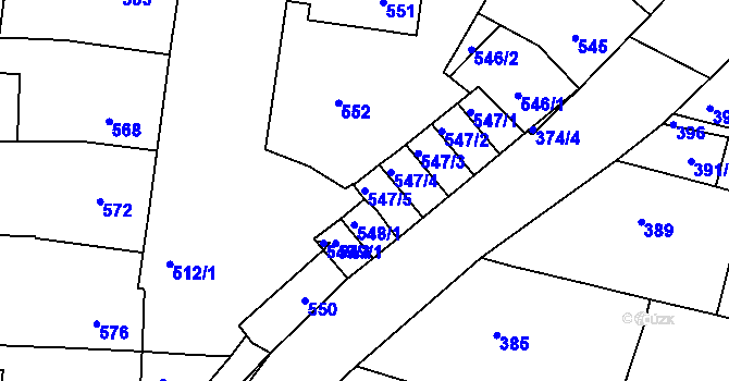 Parcela st. 547/5 v KÚ Boršov u Kyjova, Katastrální mapa