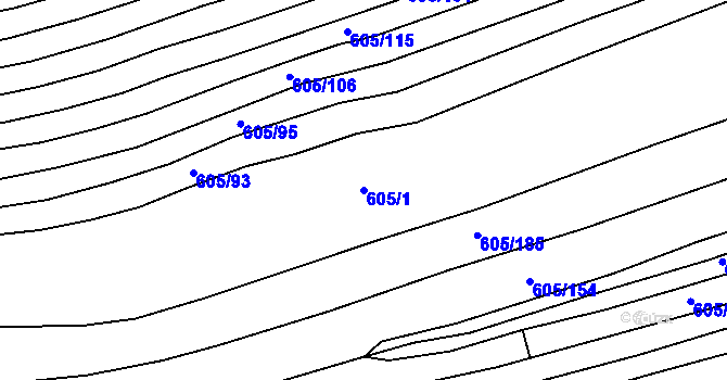 Parcela st. 605/1 v KÚ Boršov u Kyjova, Katastrální mapa