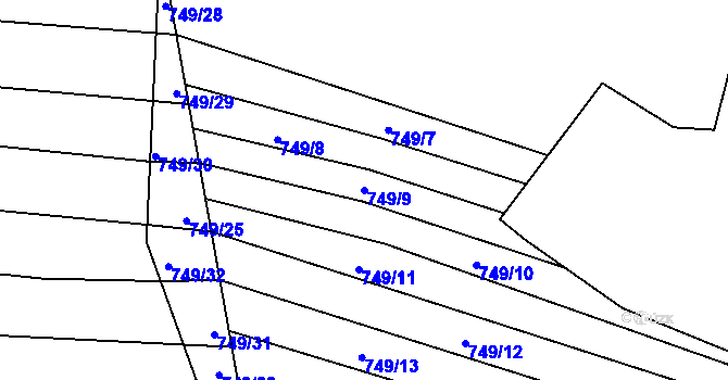 Parcela st. 749/9 v KÚ Boršov u Kyjova, Katastrální mapa