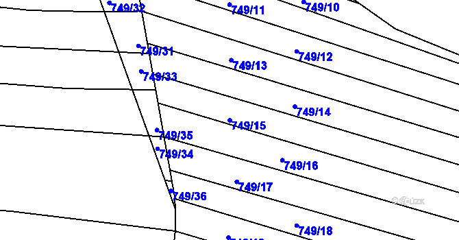 Parcela st. 749/15 v KÚ Boršov u Kyjova, Katastrální mapa