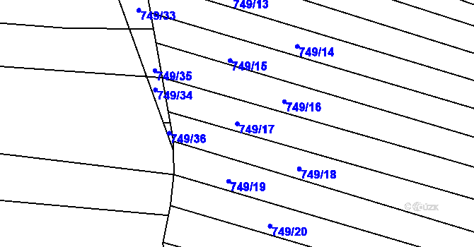 Parcela st. 749/17 v KÚ Boršov u Kyjova, Katastrální mapa