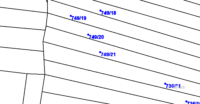 Parcela st. 749/21 v KÚ Boršov u Kyjova, Katastrální mapa