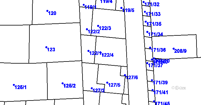 Parcela st. 122/4 v KÚ Boršov u Kyjova, Katastrální mapa