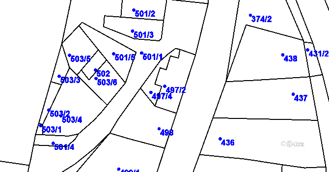 Parcela st. 497/2 v KÚ Boršov u Kyjova, Katastrální mapa