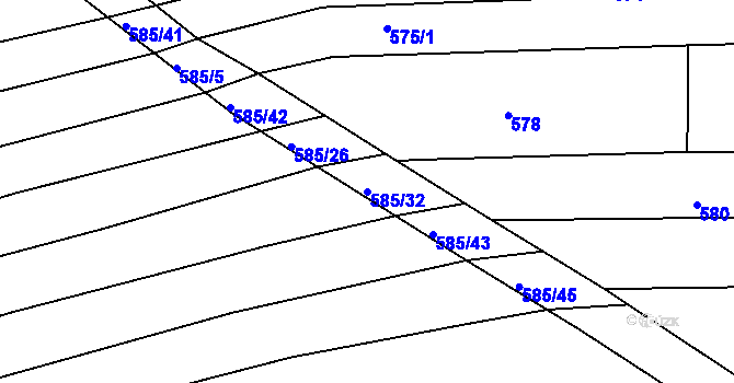 Parcela st. 585/32 v KÚ Boršov u Kyjova, Katastrální mapa