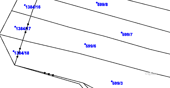 Parcela st. 599/6 v KÚ Boršov u Kyjova, Katastrální mapa