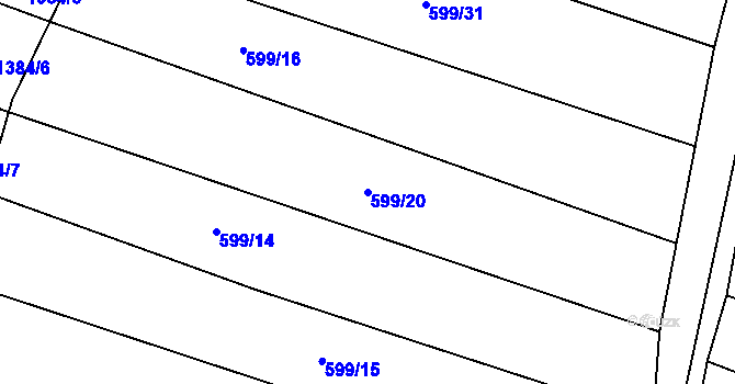 Parcela st. 599/20 v KÚ Boršov u Kyjova, Katastrální mapa