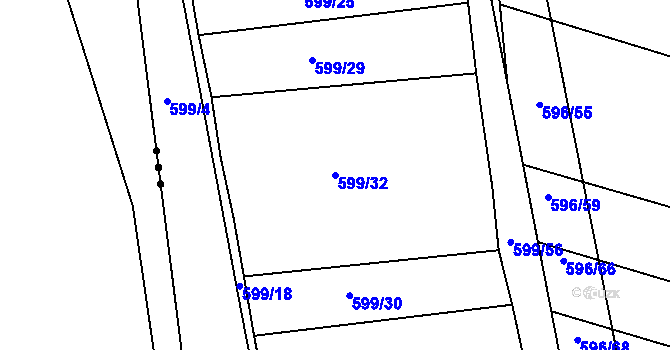 Parcela st. 599/32 v KÚ Boršov u Kyjova, Katastrální mapa