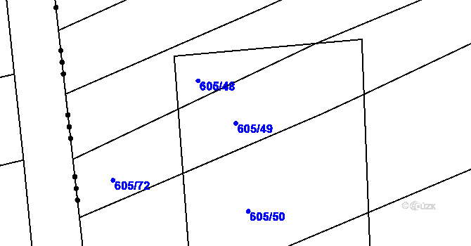 Parcela st. 605/49 v KÚ Boršov u Kyjova, Katastrální mapa