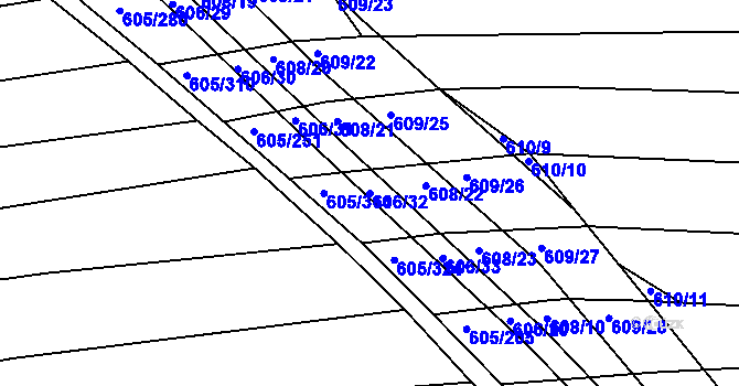 Parcela st. 606/32 v KÚ Boršov u Kyjova, Katastrální mapa