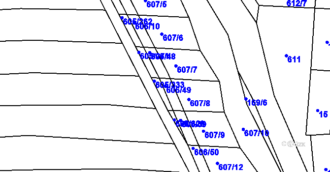 Parcela st. 606/49 v KÚ Boršov u Kyjova, Katastrální mapa