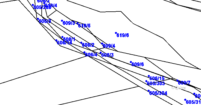 Parcela st. 608/3 v KÚ Boršov u Kyjova, Katastrální mapa