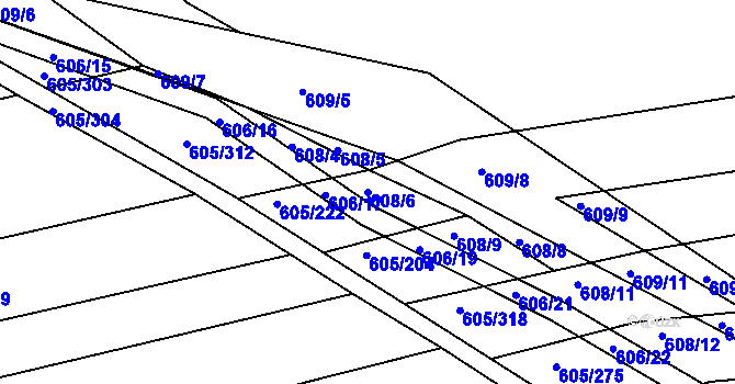 Parcela st. 608/6 v KÚ Boršov u Kyjova, Katastrální mapa