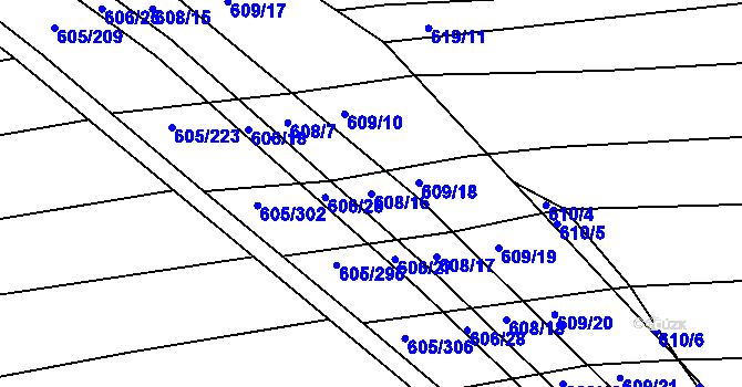 Parcela st. 608/16 v KÚ Boršov u Kyjova, Katastrální mapa