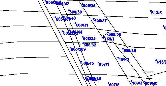 Parcela st. 608/32 v KÚ Boršov u Kyjova, Katastrální mapa