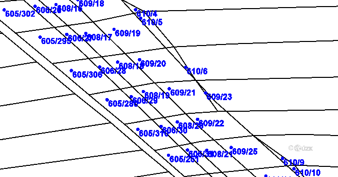 Parcela st. 609/21 v KÚ Boršov u Kyjova, Katastrální mapa