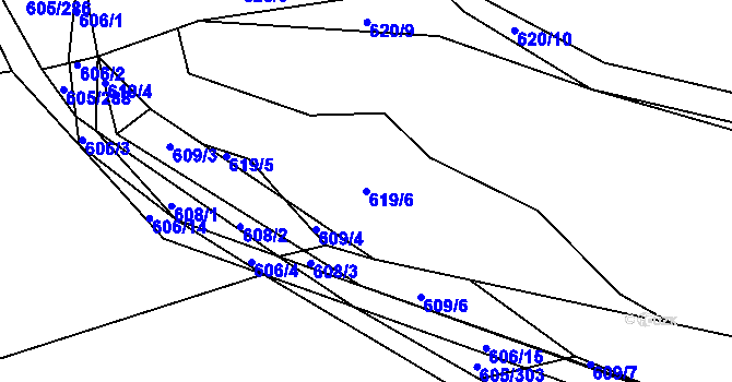 Parcela st. 619/6 v KÚ Boršov u Kyjova, Katastrální mapa
