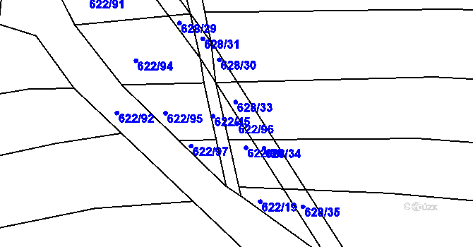 Parcela st. 622/96 v KÚ Boršov u Kyjova, Katastrální mapa