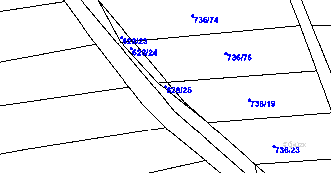 Parcela st. 628/25 v KÚ Boršov u Kyjova, Katastrální mapa
