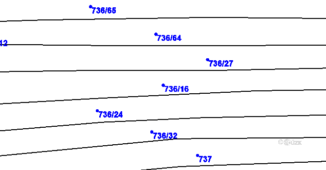 Parcela st. 736/16 v KÚ Boršov u Kyjova, Katastrální mapa