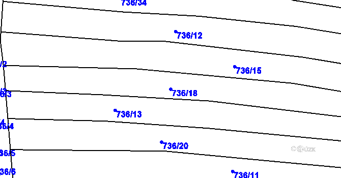 Parcela st. 736/18 v KÚ Boršov u Kyjova, Katastrální mapa