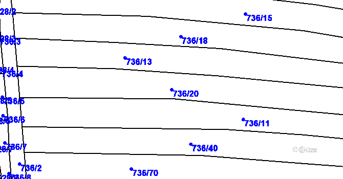 Parcela st. 736/20 v KÚ Boršov u Kyjova, Katastrální mapa