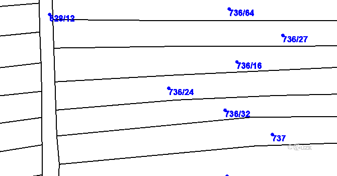 Parcela st. 736/24 v KÚ Boršov u Kyjova, Katastrální mapa