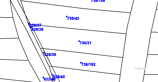 Parcela st. 736/31 v KÚ Boršov u Kyjova, Katastrální mapa