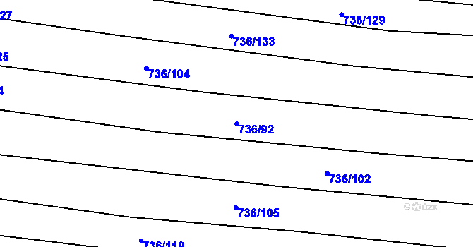 Parcela st. 736/92 v KÚ Boršov u Kyjova, Katastrální mapa